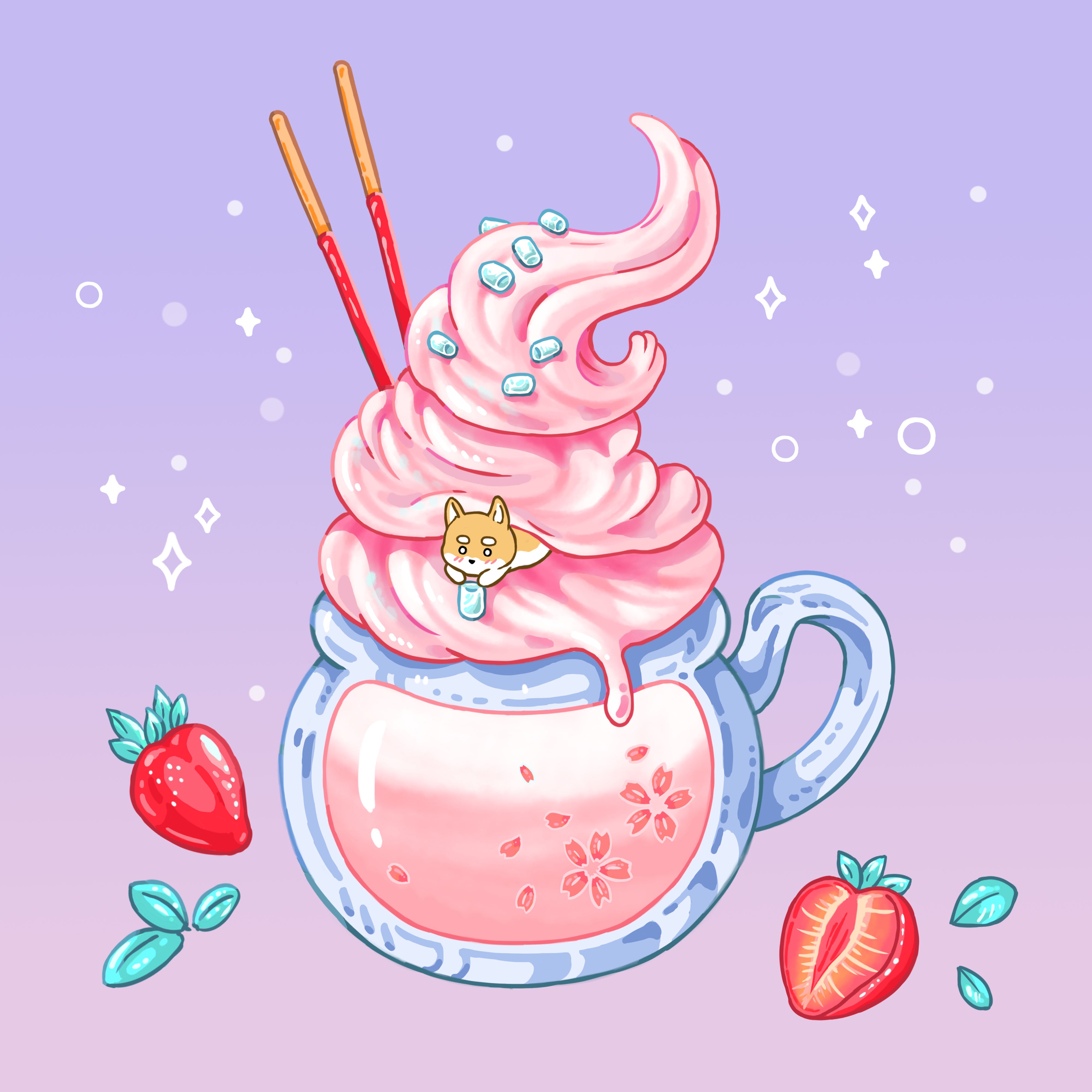 Mochi's Strawberry Delight Print