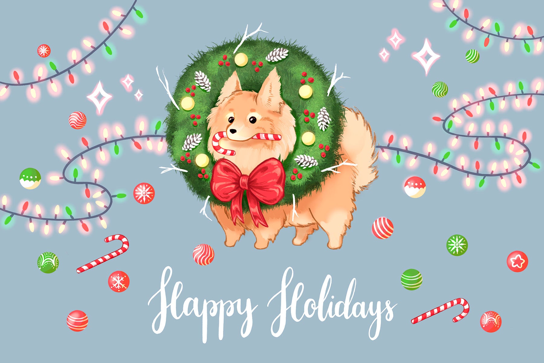 Pom Pom Holiday Wreath Card