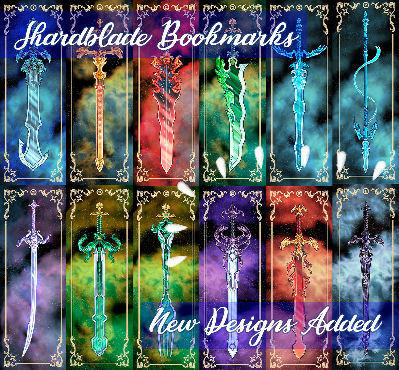 Shardblade Glossy Bookmarks 12 Collection Set, Stormlight Archive