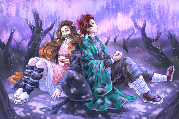 Demon Slayer Wisteria Siblings Fine Art Print – Victoria Eng